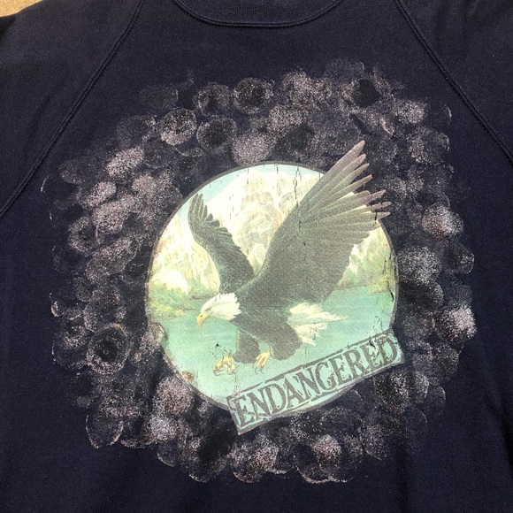Vtg Bald Eagle Graphic Navy Crew Neck - Picture 2 of 5